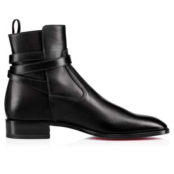 Christian Louboutin Mens Kicko Flat Black Calf Leather High Jodhpur Boot 39 6 main image 10